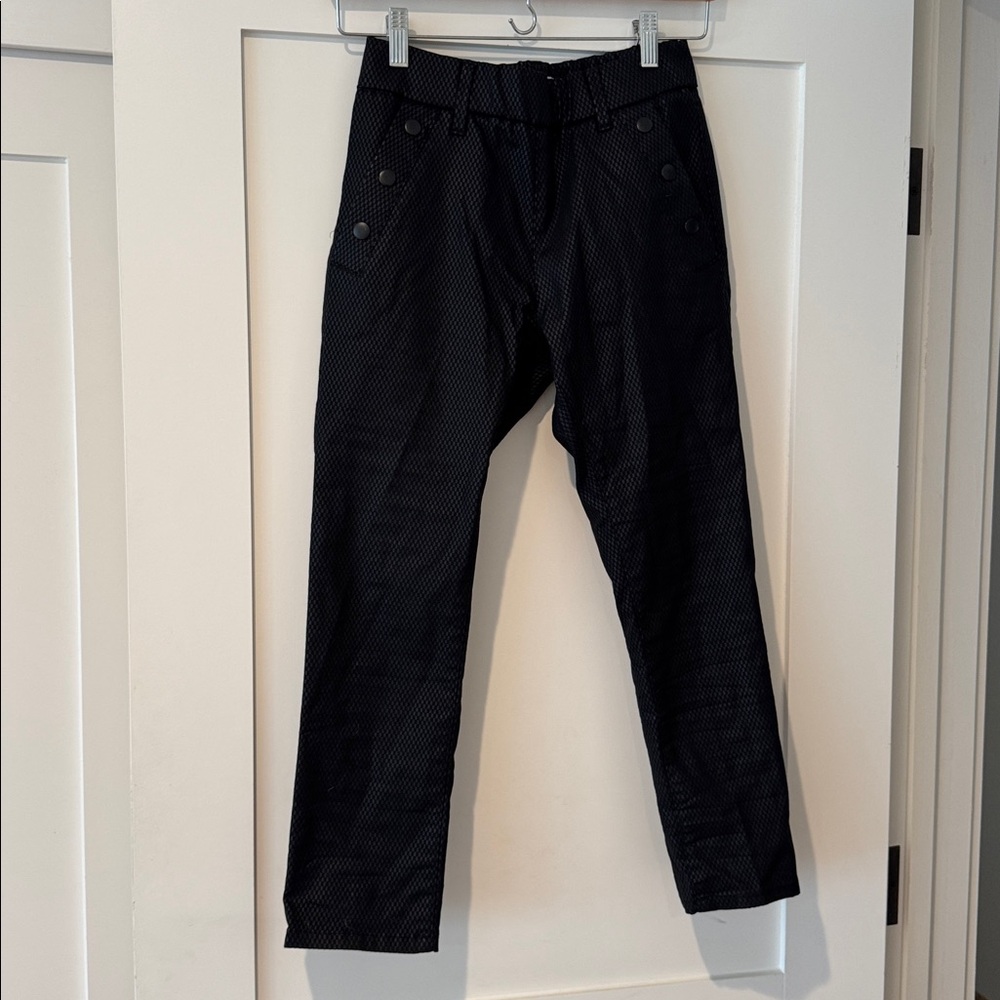 Black Textured Flog Pants